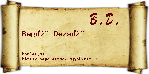 Bagó Dezső névjegykártya